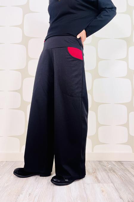 Pantalone Pocket sartoriale nero con tasca fragola